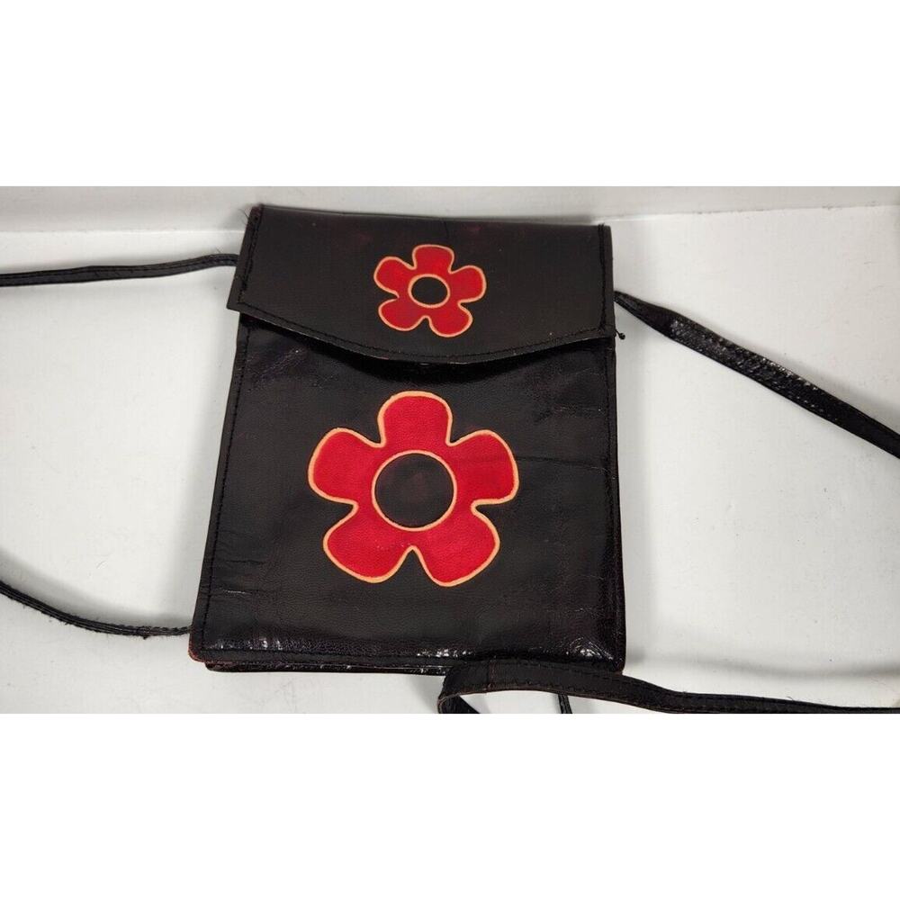 Handmade Black Carved Leather Retro Bag Purse Satchel Schalay MM KANE